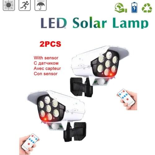 2pcs remote Solar motion sensor lamp light Fake Dummy Camera Bullet Waterproof Outdoor Indoor Security Surveillance Camera Flash