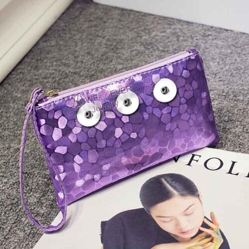 Hot sale 01 Colorful Stone pattern Women Bag Snap Purse Pu leather Snap Button Wallet Bags 18mm Charms Fashion Jewelry