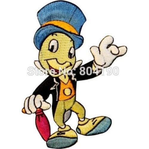 Jiminy Cricket Cartoon Kids T shirt Sweet applique Embroidered sew on/ iron on patch Fashion TV Free Shipping