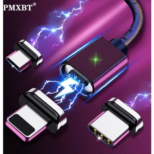 3A LED Magentic Type C Micro USB Cable QC 3.0 Quick Charge Charger Wire For iPhone Mobile Phone Fast Charging USB Data Cord Line