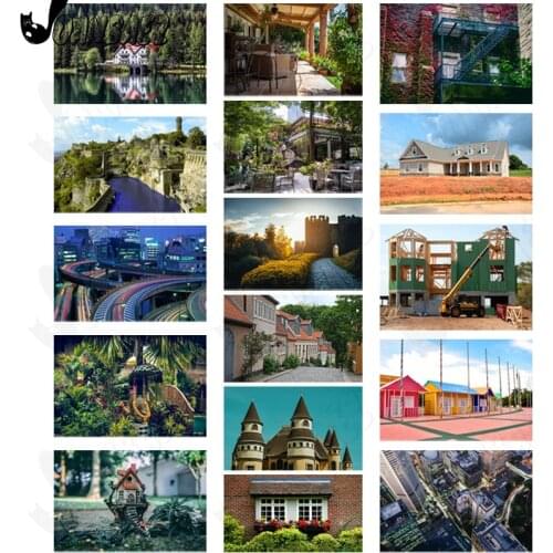 Modern Architecture Forest Landscape Diamond Painting 5D Diy Mural House Mosaic Home Bedroom Room Decoration Accessories Gift