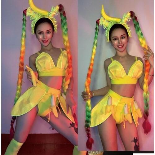 DJ jungle party costume nightclub dance team fruit banana costumes stage dance wear