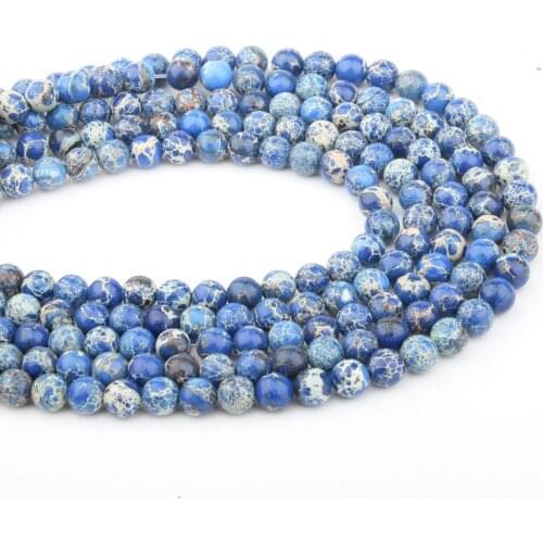 Round Natural Stone Beads Royal Blue Emperor Stone for Jewelry Making Beadwork DIY Bracelet Necklace 4/6/8/10/12mm