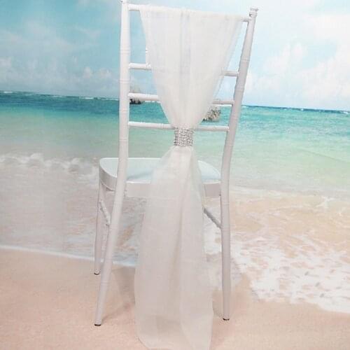 10 PCS Organza Wedding Chair Sashes With Diamond Buckle Knot Bow Cover Banquet Event Party Decoration House De Chaise Mariage