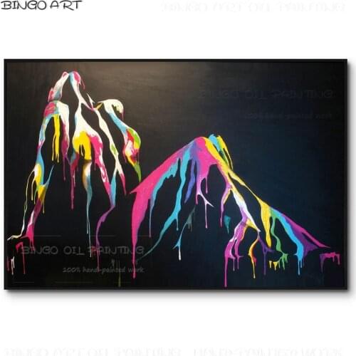 Best Price Hand-painted Abstract Lady Portrait Canvas Painting Handmade Rich Colors Abstract Sexy Nude Lady Figure Oil Painting