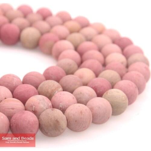 Natural Stone Grade AAA Dull Polish Matte Rhodonite Round Beads 16" Strand 4 6 8 10 12MM Pick Size For Jewelry Making MRB01