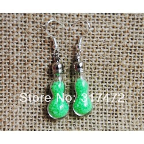 Fashion!! 100set/lot gourd Design glass bottle/glass bubble /glass vial earing Ear hook DIY NEW 2014 (not includ the stuff)
