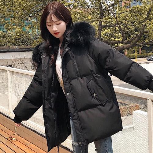 New Parkas Short Winter Jacket Women Clothes Loose Hooded Oversize Coat Padded Streetwear Warm Thick Down Cotton Coat XXL Q4378