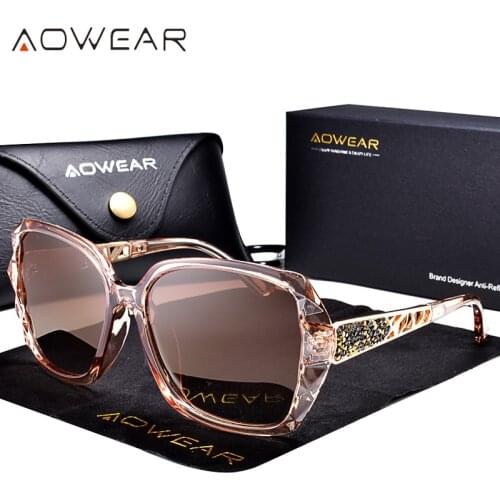 AOWEAR Luxury Square Oversized Sunglasses Women Polarized Brand Design Vintage Sun Glasses Ladies Outdoor Shades Eyewear Oculos