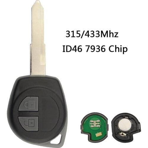 OkeyTech 2 Buttons Car Remote Key Fit for Suzuki Swift SX4 ALTO Vitara Ignis JIMNY Splash 315/433MHz ID46 Chip HU87 Uncut Blade