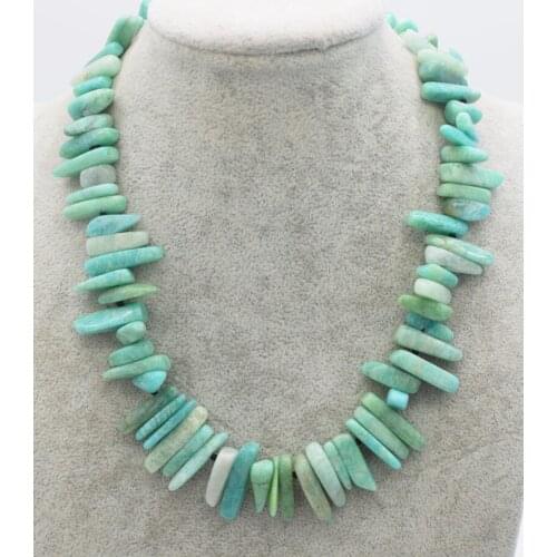 Wholesale green Amazonite baroque branch 15-20mm necklace 17inch FPPJ nature beads unique shape