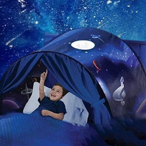 Childrens Dream Fold Tent Starry Sky Dream Tent Childrens Bed Net Kids Baby Cartoon Snowy Foldable Portable Playhouse Kawaii