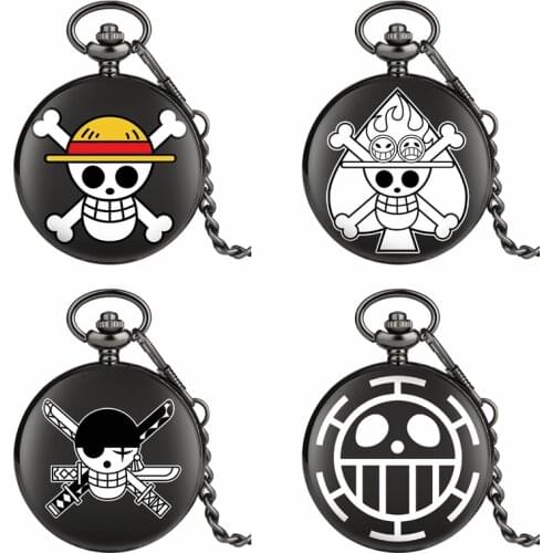 Pirate Skull Luffy One Piece Quartz Pocket Steampunk Chain Clock for Men Women Cartoon Anime Cosplay Gift for Men Women Dropship