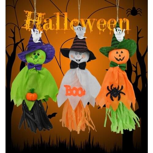 Orange Green White Pumpkin Spider Witch Halloween Hanging Ghost Indoor/Outdoor Specter Party Ornament Utility Props Decoration