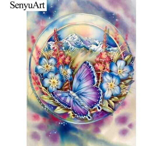 SenyuArt Diamond Paintings Full Round Drill Butterfly Picture Embroidery Mosaic Accessories Cross Stitch Kits Paiting Decoration