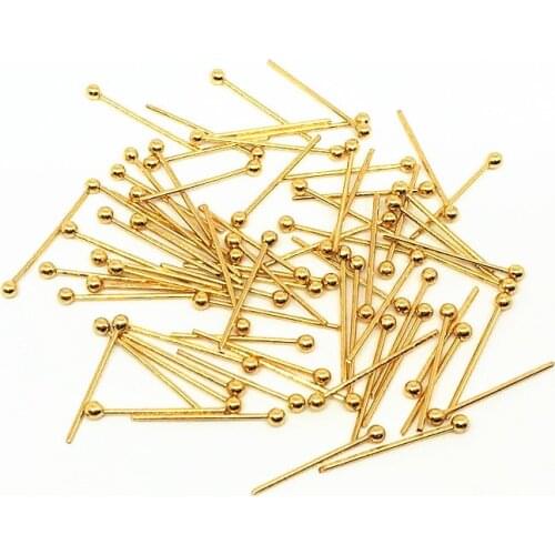 50pcs/lot wholesale lots bulk Stainless Steel Gold Ball Pins Length 20mm/30mm/35mm/40mm Diy Jewelry Making Head Pins Findings