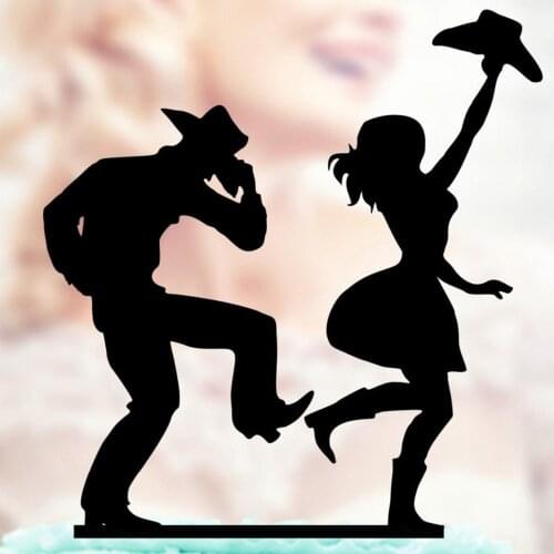 Wedding in the Style of the Cowboys cake topper , Bride and Groom Wedding Silhouette Topper, Mr and Mrs Monogram Cake Topper