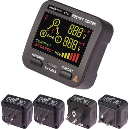 Outlet Tester, LCD 3 Results Display Socket Tester, Integrated Voltage Detector, Receptacle Tester Power Circuit Tester