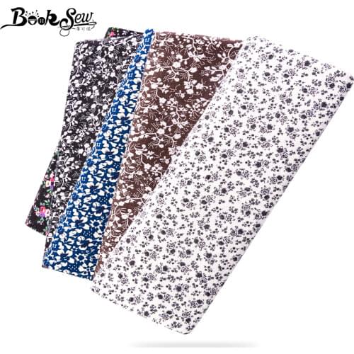 Elegant Flowers Design 2016 New Arrivals Art Work Black Cotton Fabric Fat Quarter Patchwork Tissue Textile for Sewing Tilda Doll