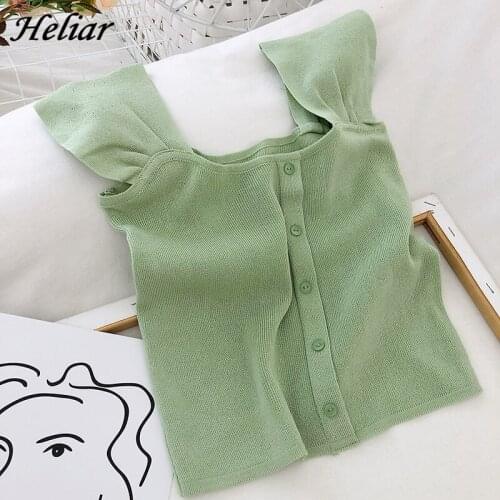 HELIAR Women Summer Purple Y2k Tops Cute Top Women Button Up Y2k Camis For Women Tees French Square Neck Camis For Women 2021