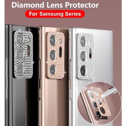 10Pcs Glitter Rhinestone Camera Lens Protector Film For Samsung S21 5G Ultra Note 20 Ultra S20 Plus Lens Protection Diamond Case