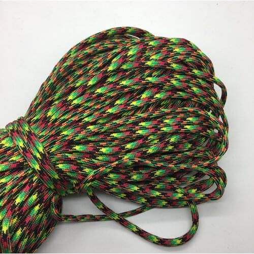 10yds/Lot Mxi color Paracord Bracelets Rope 7 Strand Parachute Cord CAMPING HiKING #Green+red+black