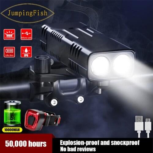3-in-1 10000mAh Bicycle Light USB Rechargeable Lamp Bike Front Light Cycling IPX5 Waterproof Bicycle Headlight Bike Accessories