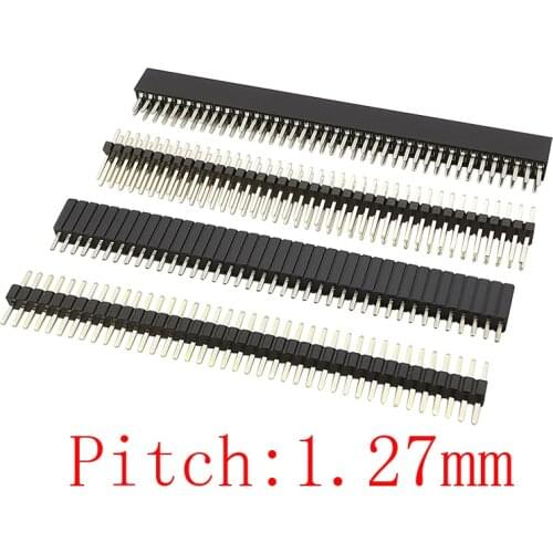 5Pairs 1.27 mm Pitch Single Row/Double Row Male Female Pin Header Socket Plug PCB Board Connector 1x40/50Pin 2x40/50Pin
