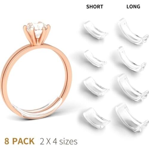 8Pcs Invisible Clear Ring Size Adjuster for Loose Rings Ring Adjuster Ring Sizer Reducer Fit Any Rings Adjuatable Tools
