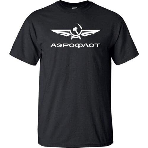 Aeroflot CCCP Civil Aviation USSR RUSSIA AIRFORCE Tshirt Men T shirt Tshirts Summer Cotton Short Sleeve Black White T-Shirt Tees