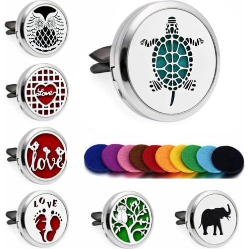 Turtle Aromatherapy Auto Diffuser Vent Clip Car Air Freshener For Women Jewelry 30mm Essential Oil Perfume Locket Christmas Gift