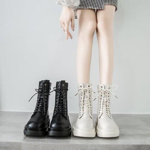 Martin Boots Female Korean Version of The Stylish Handsome Locomotive Boot Plush Mid-boot Tide Women Boots Woman Shoes