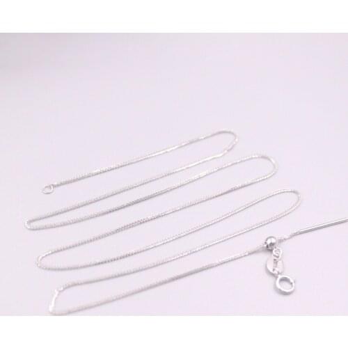 Pure 18K White Gold Chain Adjustable Needle Wheat Link Necklace Stamped Au750 For Women Gift 45cm / 1.2-1.3g