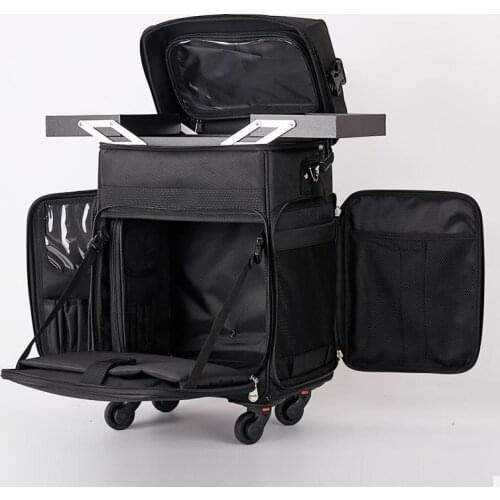 Women large capacity Trolley Cosmetic case,Nails Makeup Toolbox Trolley Suitcase,Multifunction Beauty Tattoo Box Rolling Luggage