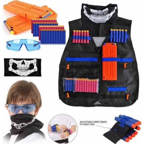 Outdoor Game Kids Tactical Vest Suit Kit Set Kids Tactical Vest Holder Kit Accessories Toys For Child Puzzle Sport Shooting Toys