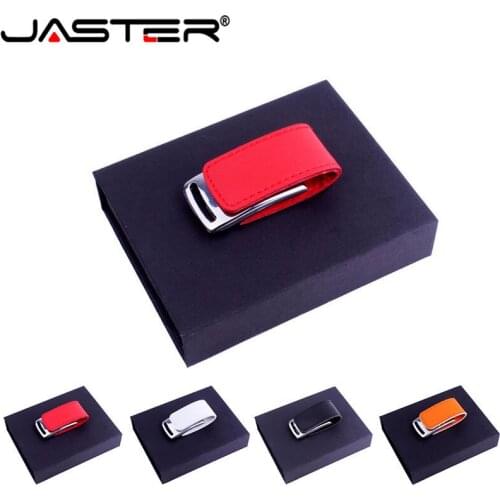JASTER Leather Pendrive 4GB 8GB 16GB 32GB USB flash drive USB 2.0 Flash Memory Stick Pen Drive with Black Gift Box