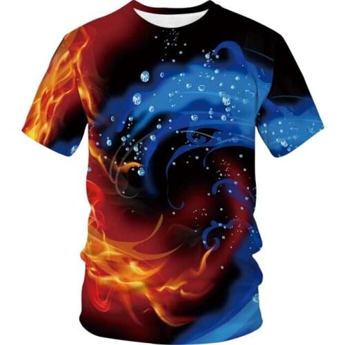 Fire And Ice 3D Print T-shirt Men Women Graphic Streetwear Fashion T Shirt Water Drop Hip Hop Tshirt Clothing Unisex Trendy Tops