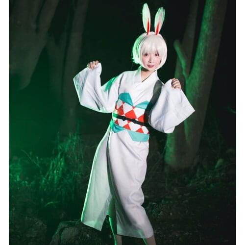Hot Game Onmyoji R Mountain Rabbit Cosplay Costume Lolita Dress Kimono Bathrobe Halloween Christmas Costumes for Women Girls