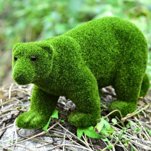 Green Imitation Moss Flocking Garden Ornaments Outdoor Moss Animal Statue Decorative Art Sculpture For Patio Backyard