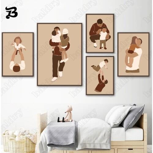 Canvas Painting Kids Room Family Art Canvas Painting Figure Posters and Prints Father and Baby Wall Pictures for Kids Room Decor
