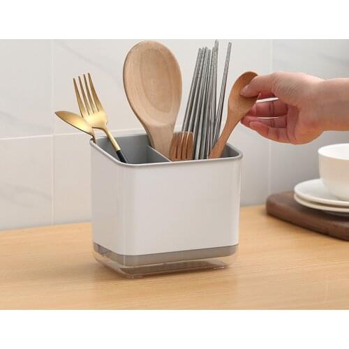 Kitchen Drain Chopsticks Cage Holder Double-layer Desktop Partition Rack Hollow Cutlery Drainer Spoon Fork Knife Shelf Holder
