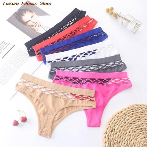 Hot Sale 1pcs Sexy Sporting Underwear Low-Rise G-String Cotton Thong Panties Lingerie Womens Hollow Out Panties