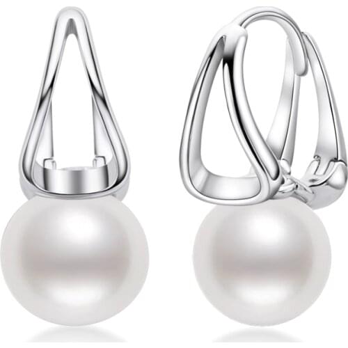 Lnngy 925 Sterling Silver Earrings 7.5-8mm Natural Cultured Freshwater Pearl Stud Earrings for Women Pearl Stud Earrings gifts