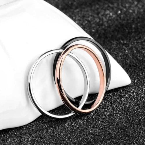 Fashion 2mm Thin Stackable Ring Titanium Steel Plain Band for Lovers' Women Girl Size 3-10