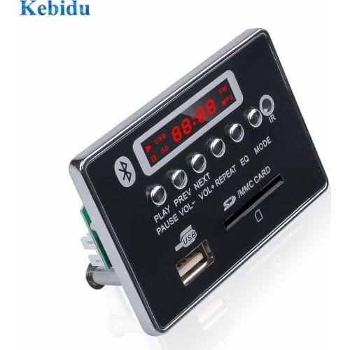 KebiduMP3 Module 5V 12V Hands-free MP3 Decoder Board Bluetooth Car USB Player USB FM Aux Radio For Car Integrated Remote Control