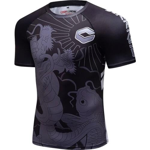 Compression Gym Shirts short Sleeve Custom BJJ Rashguard MMA Sublimated Mens Shirt