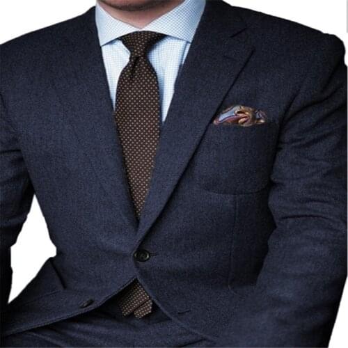 2020 Formal Winter Dark Grey Herringbone Business Men Suits Wedding Tailored Groom Tuxedo Slim Fit Groomsmen Blazer Masculino