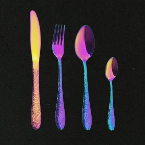 16/24Pcs Tableware 304 Stainless Steel Cutlery Set Rainbow Dinnerware Home Kitchen Fork Spoon KnifeSet Flatware Set Dropshipping