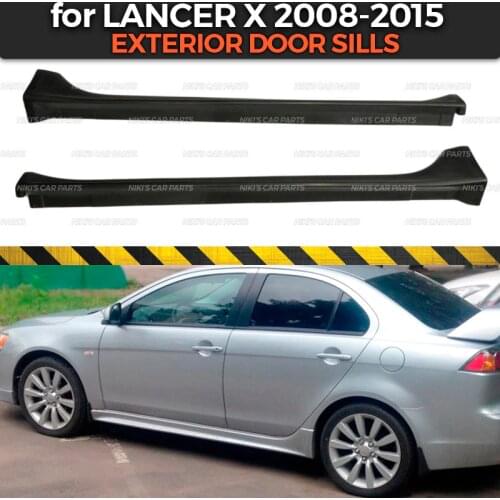 Exterior door sills for Mitsubishi Lancer X 2007-2015 side skirts ABS plastic body kit aerodynamic pads sport car styling tuning