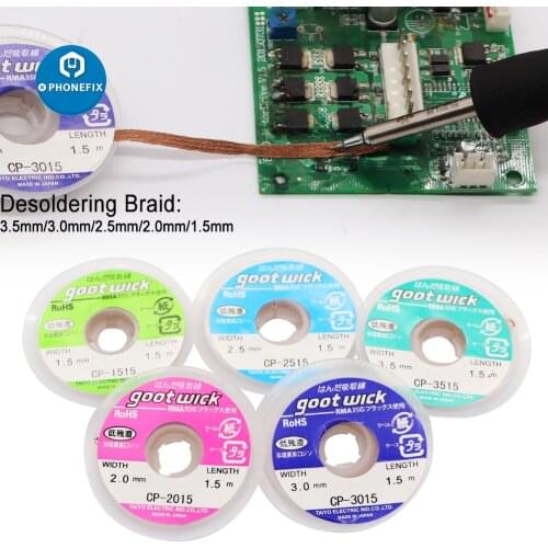 5pcs/lot 1.5mm-3.5mm Width 1.5M Length Welding Wires Desoldering Braid Solder Remover Wick Wire Repair Tool Soldering Wire Wick